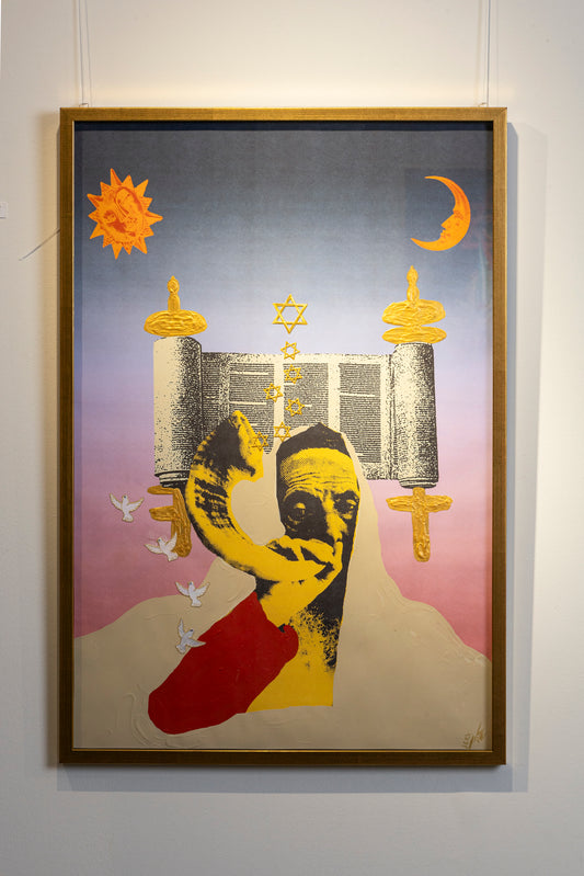 "Diaspora Diaries", 24x36, 2025, Acrylic, India Ink, Embroidery on Paper - Original Painting
