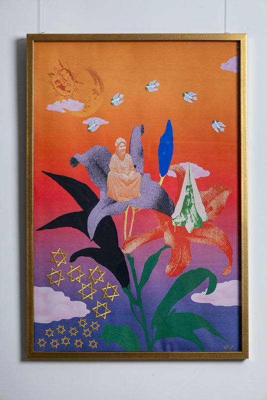 "Return to Our Soil", 24x36, 2025, Acrylic, India Ink, Embroidery on Paper - Original Painting
