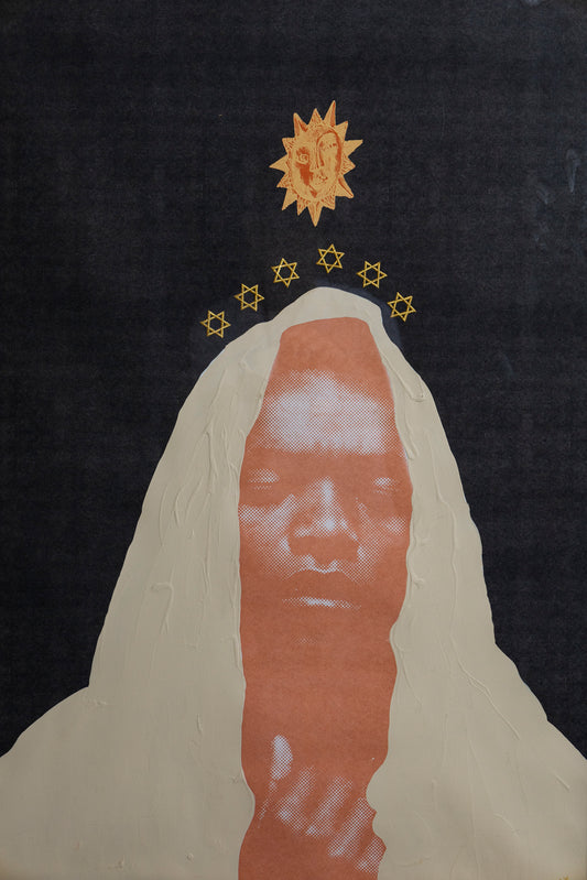 "I Keep the Light Closer", 24x36, 2025, India Ink, Embroidery on Paper - Original Painting