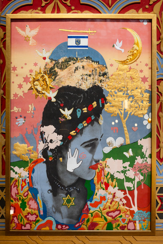 "Mount Zion", 24x36, 2025, Oil, Pastel, India Ink, Embroidery on Paper - Original Painting